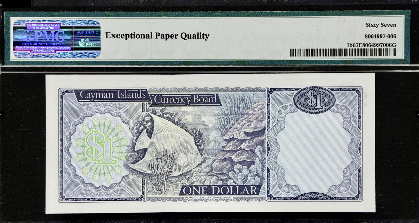 CAYMAN ISLANDS P.1b 1971-1991 $1 Superb GEM UNC 67 EPQ