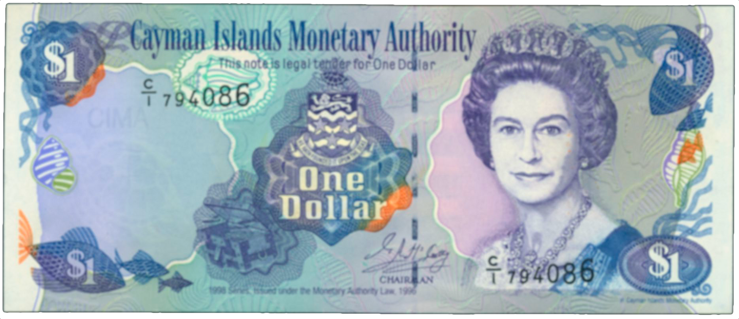 CAYMAN ISLANDS P.21a 1998 $1 UNC
