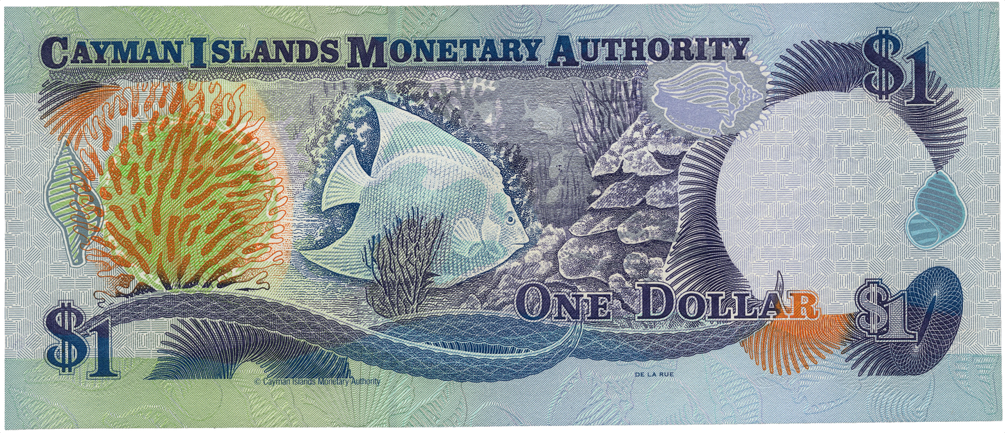 CAYMAN ISLANDS P.21b 1998 very low serial number $1 UNC