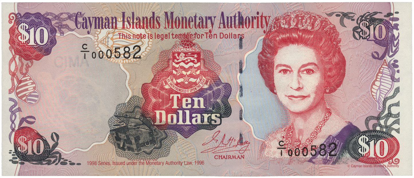 CAYMAN ISLANDS P.23 1998  low serial number  $10 UNC