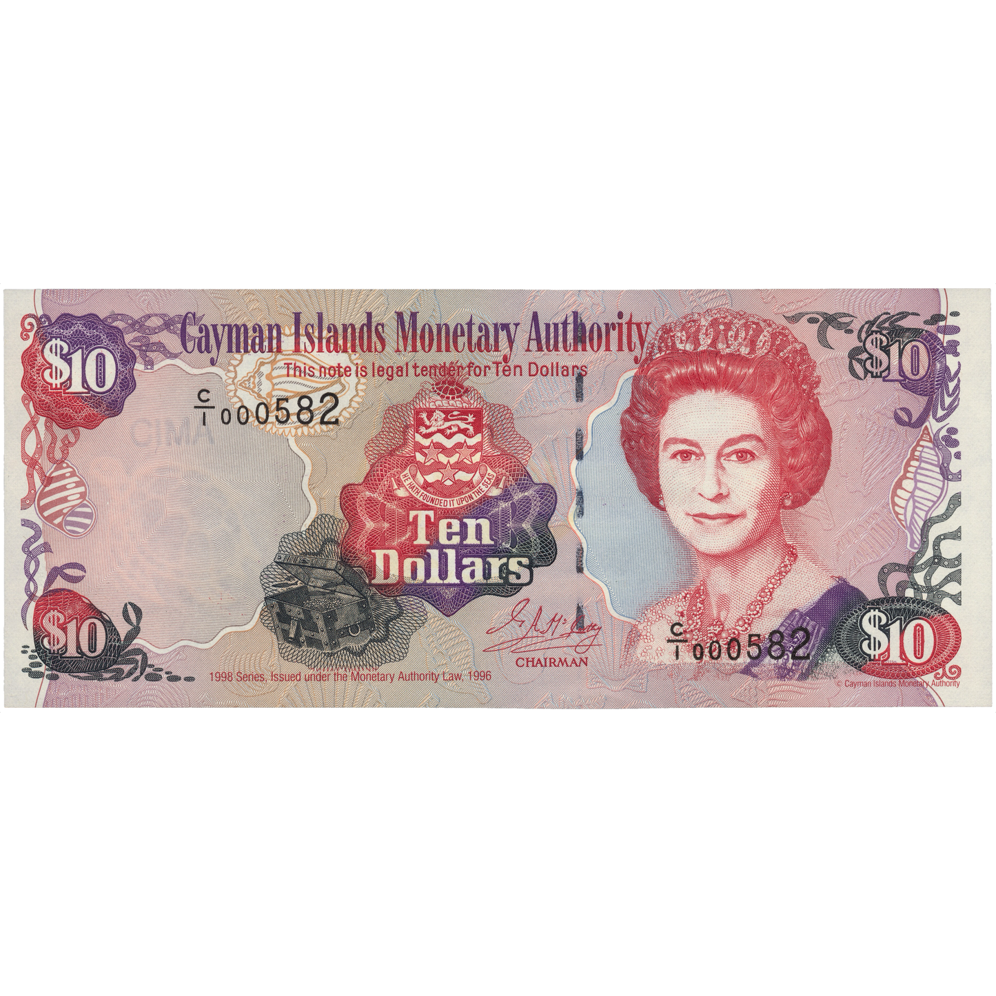 CAYMAN ISLANDS P.23 1998  low serial number  $10 UNC