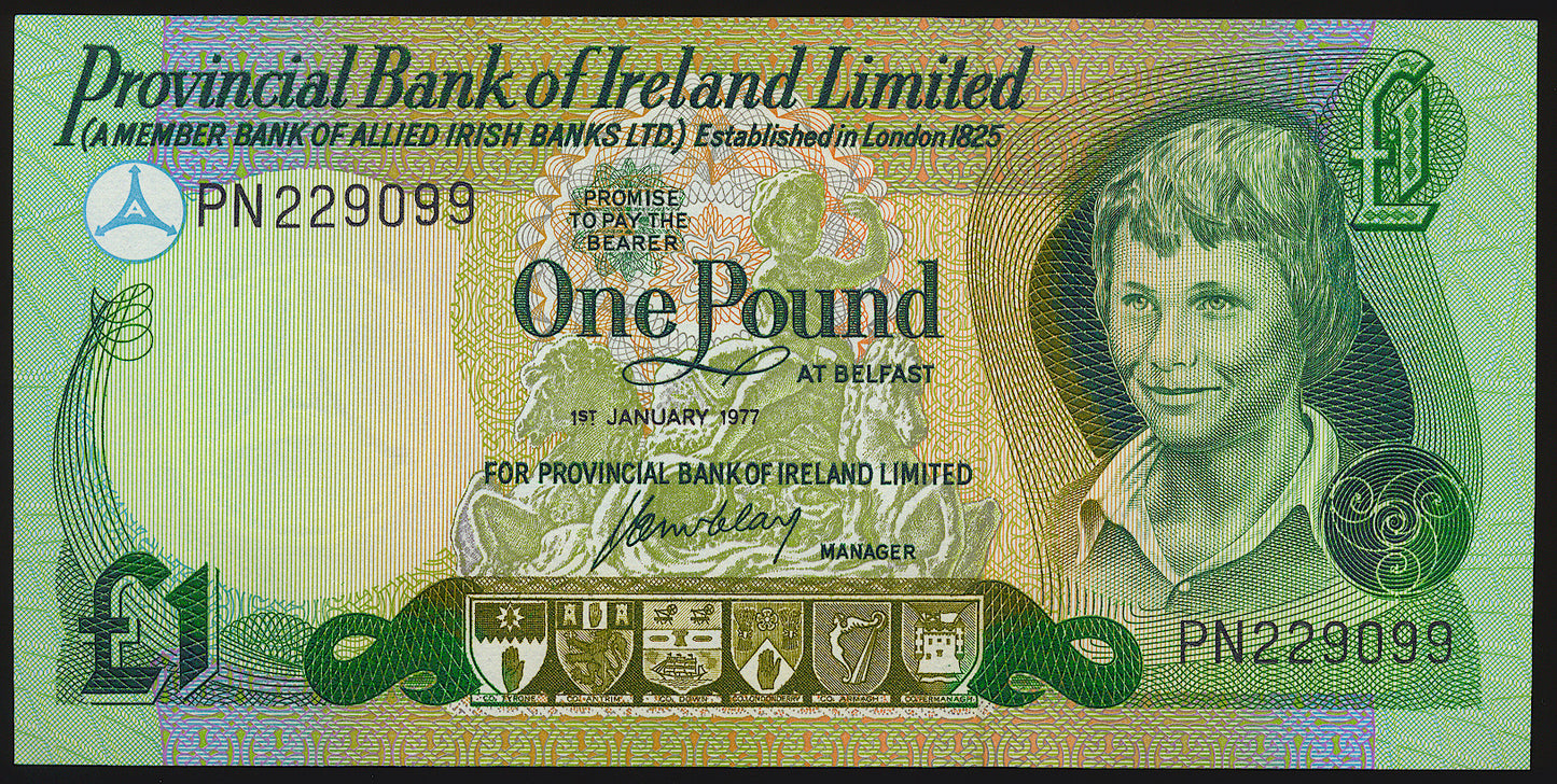 NORTHERN IRELAND P.247a NI706a 1977 Provincial Bank of Ireland £1 UNC