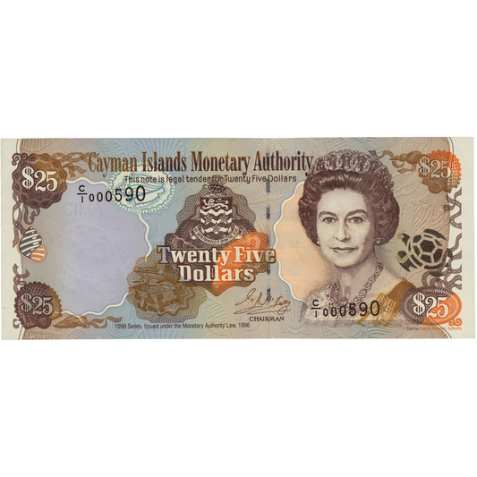 CAYMAN ISLANDS P.24 1998  low serial number  $25 UNC