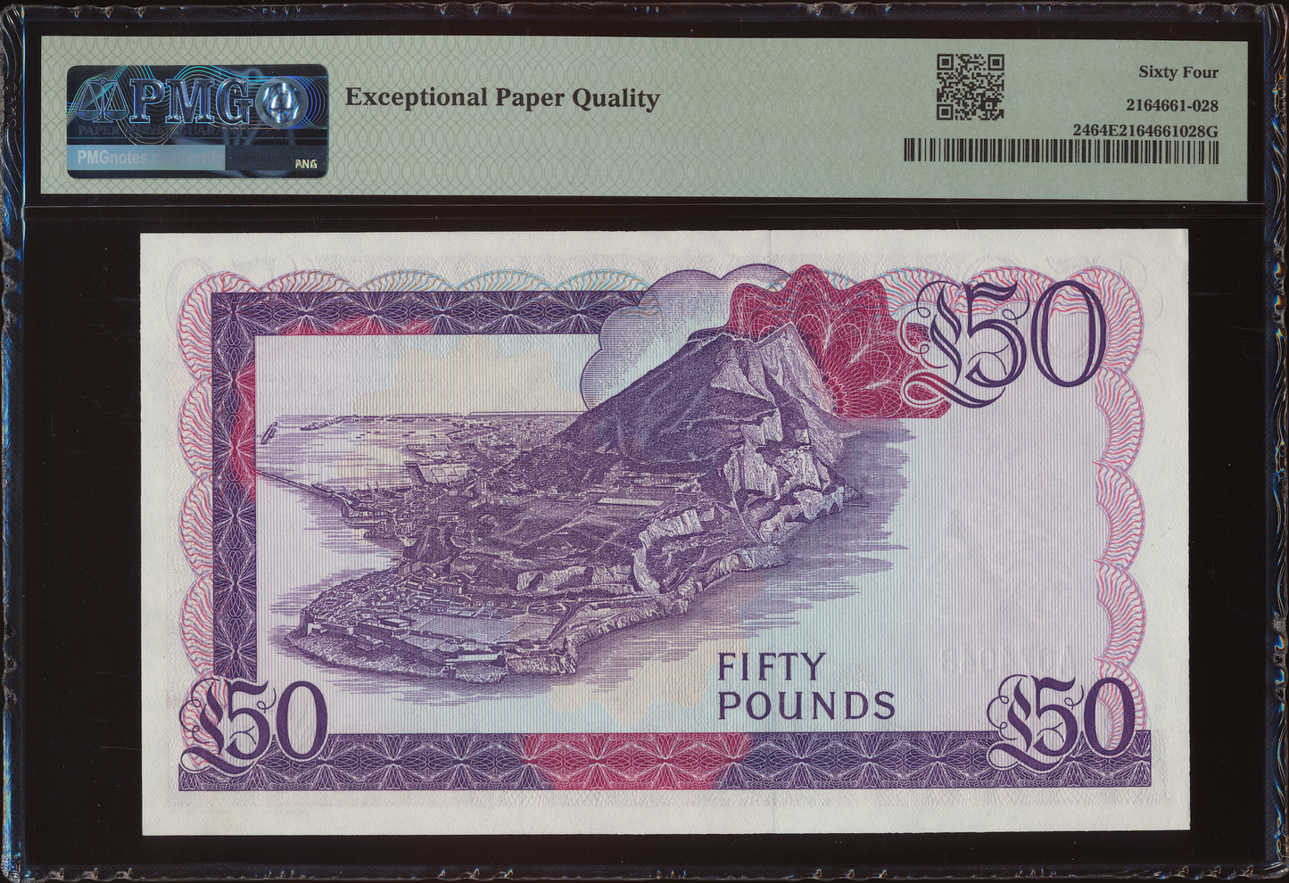 GIBRALTAR P.24 1986 £50 A CHOICE UNC 64 EPQ