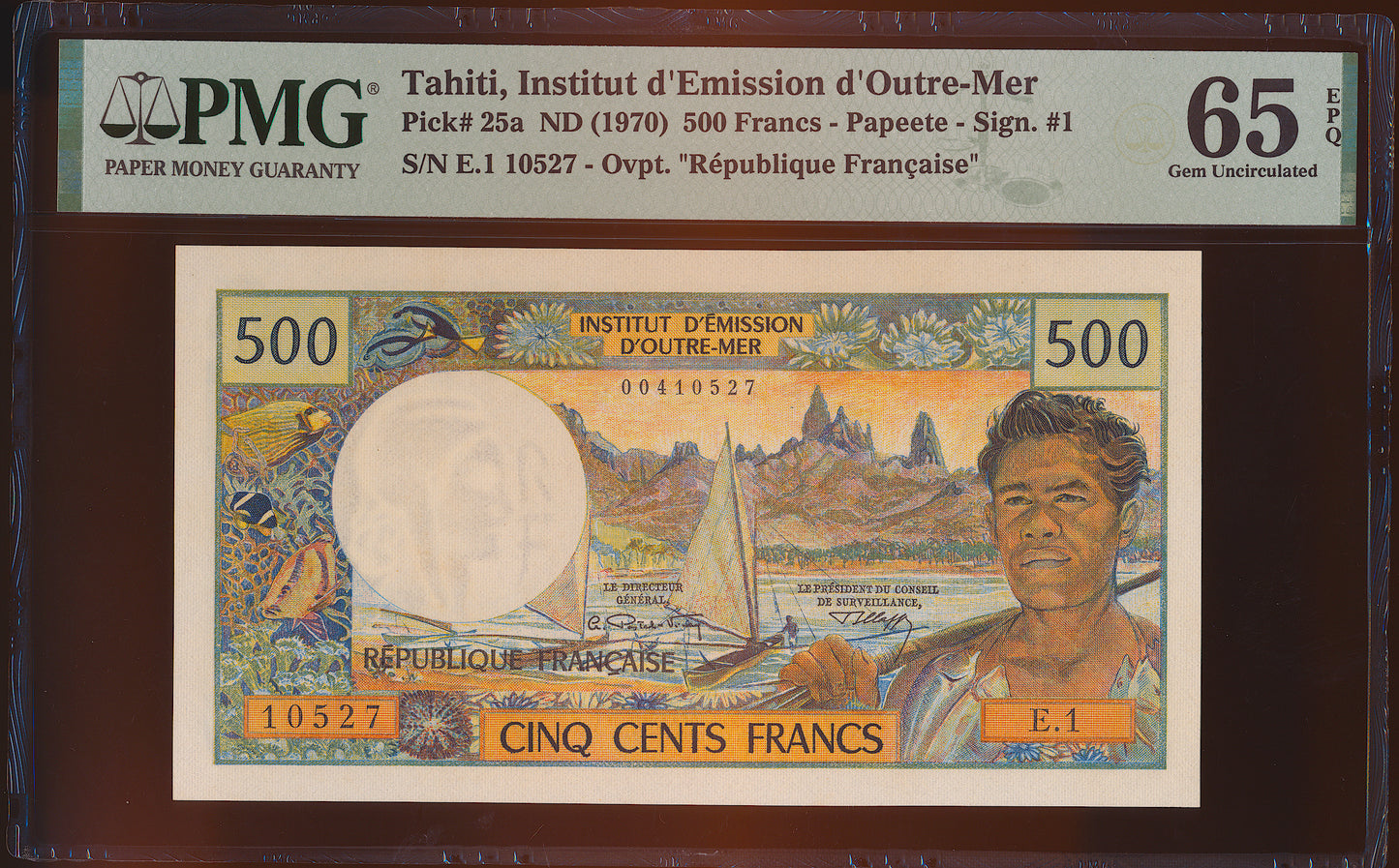 TAHITI p.25a 1970 500 francs GEM UNC 65 EPQ