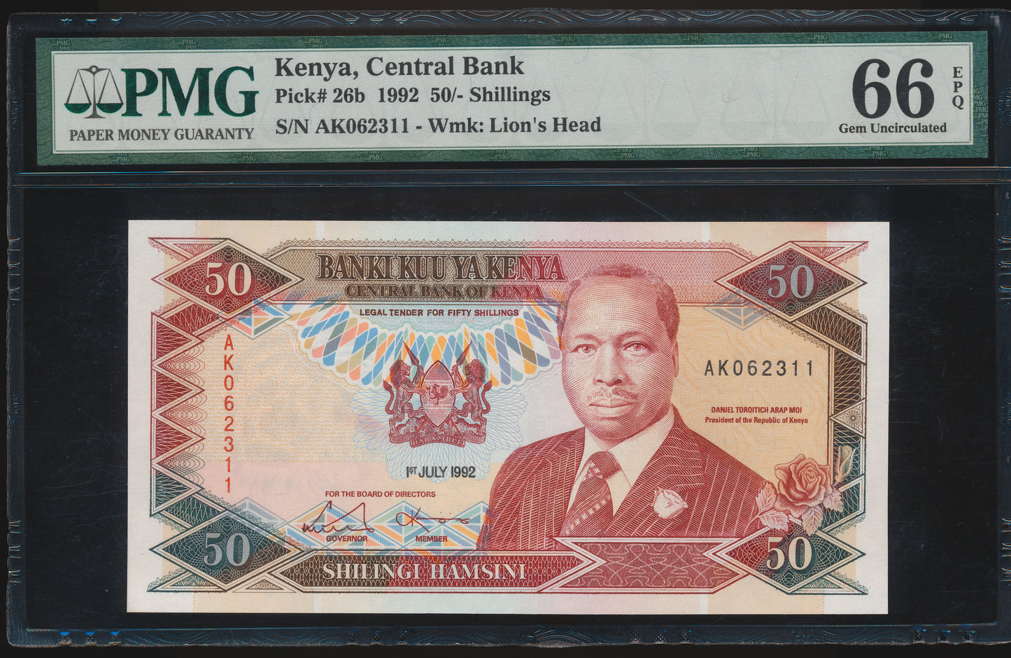 KENYA P.26b 1992 50 shillings Gem UNC 66 EPQ