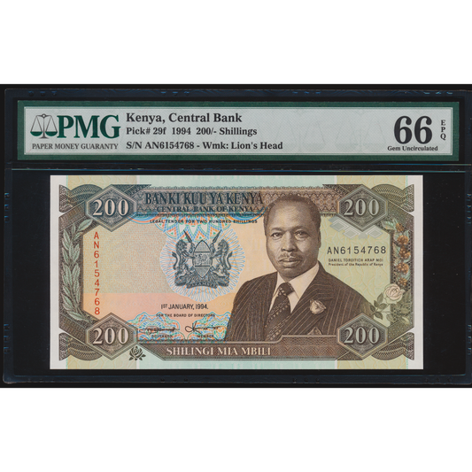 KENYA P.29f 1994 200 shillings Gem UNC 66 EPQ