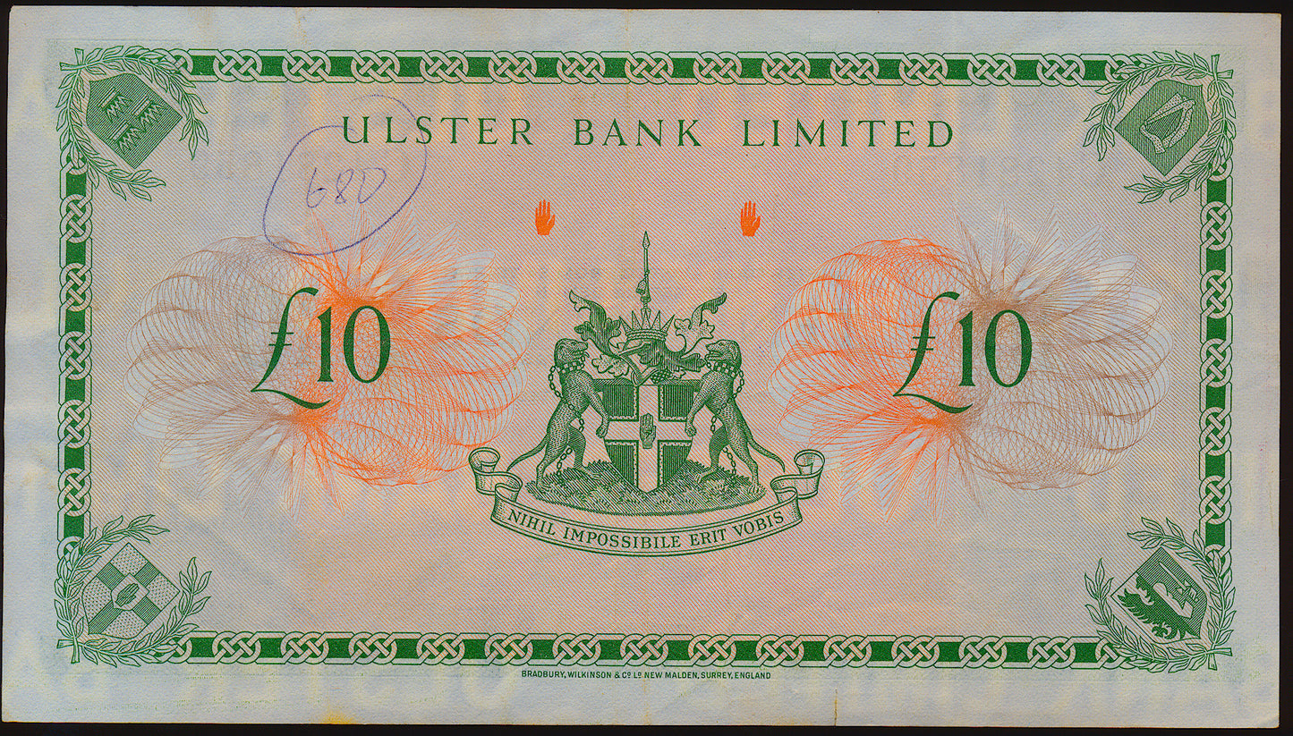 NORTHERN IRELAND P.327c NI825c 1983 Ulster Bank £10 Choice VF 35