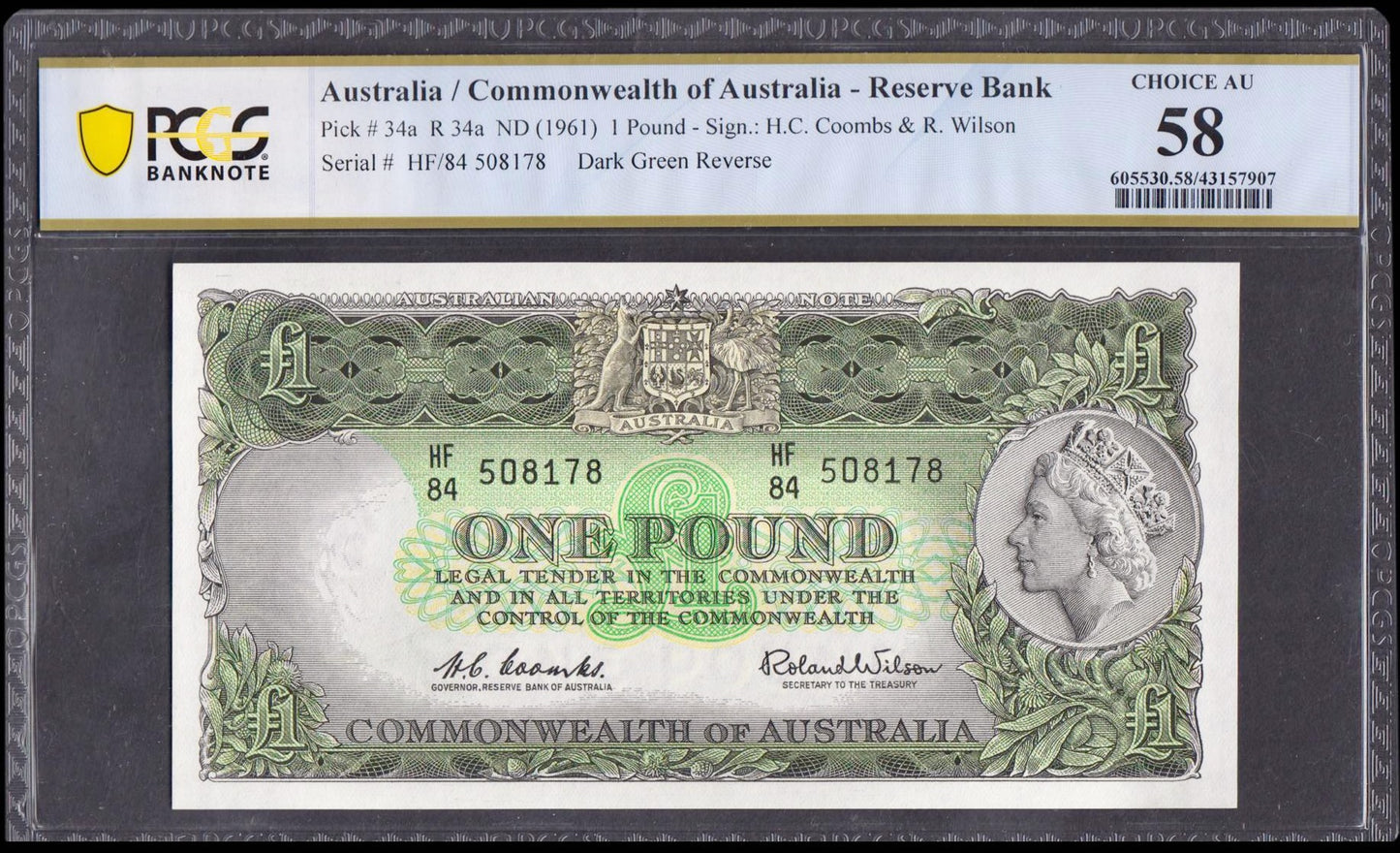 AUSTRALIA P.34a 1961 £1 HF84 Choice AUNC 58