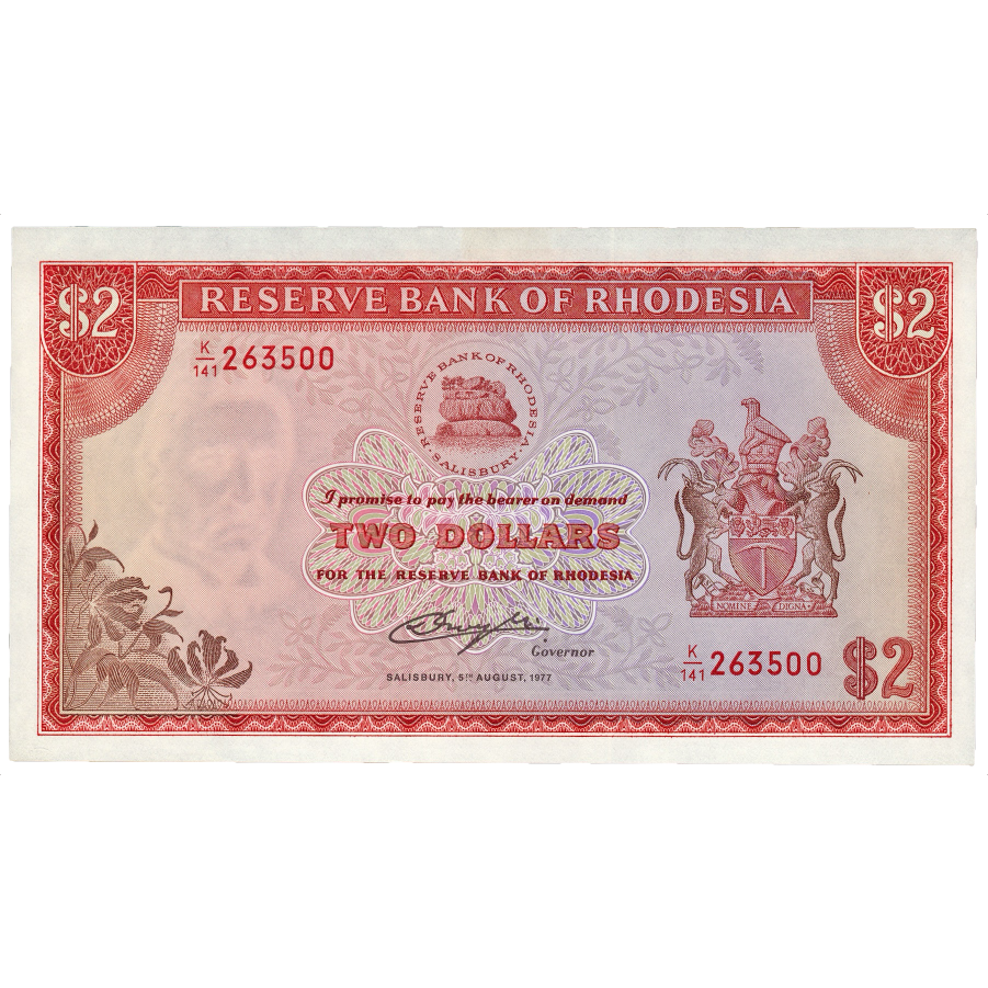 RHODESIA P.35c 1977 2 dollar UNC