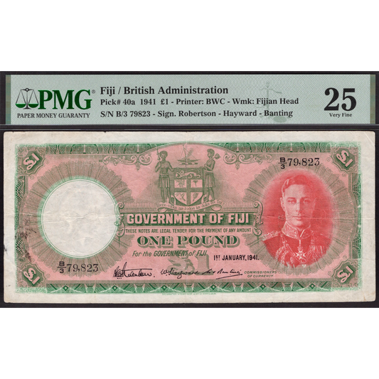 FIJI P.40a 1941 £1 VF25