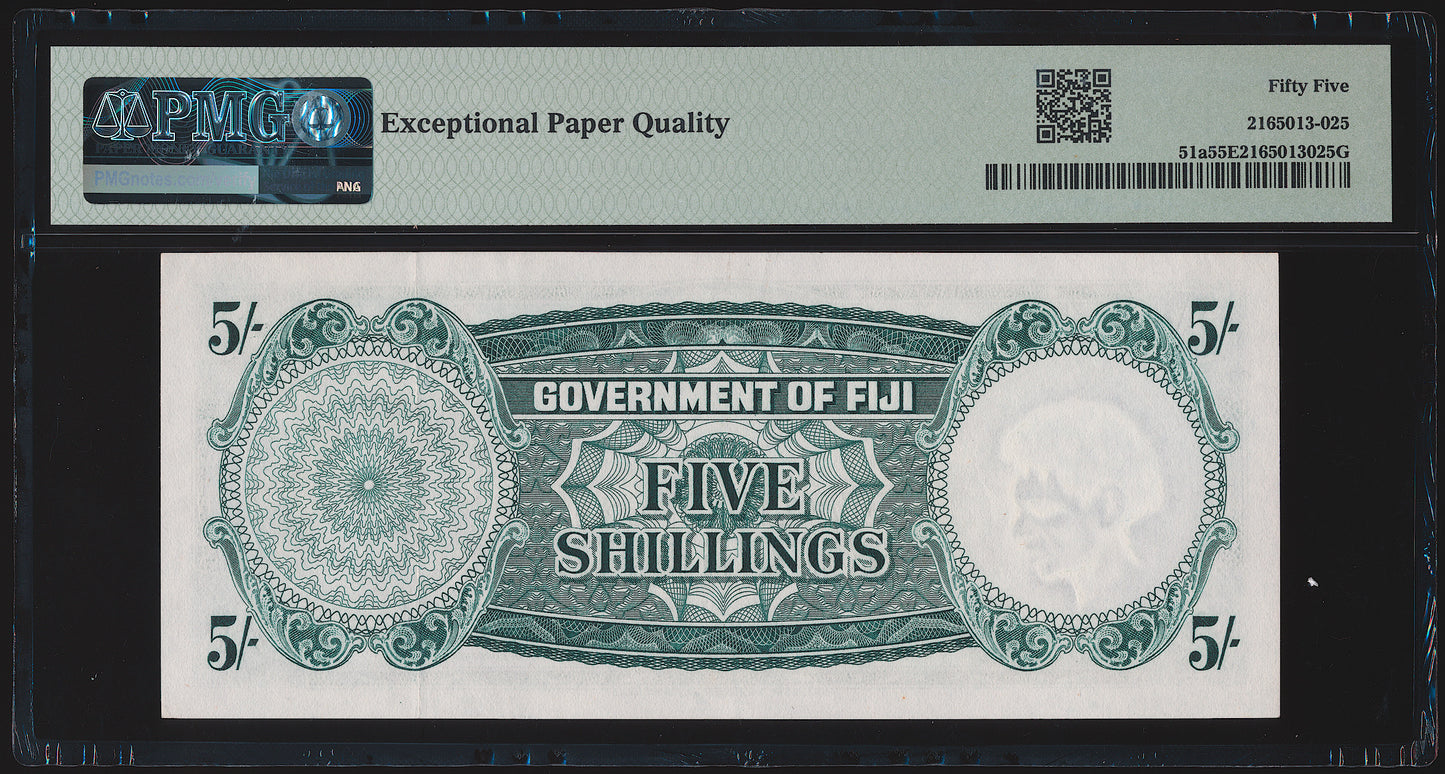 FIJI P.51a 1957 5 Shillings AUNC 55 EPQ