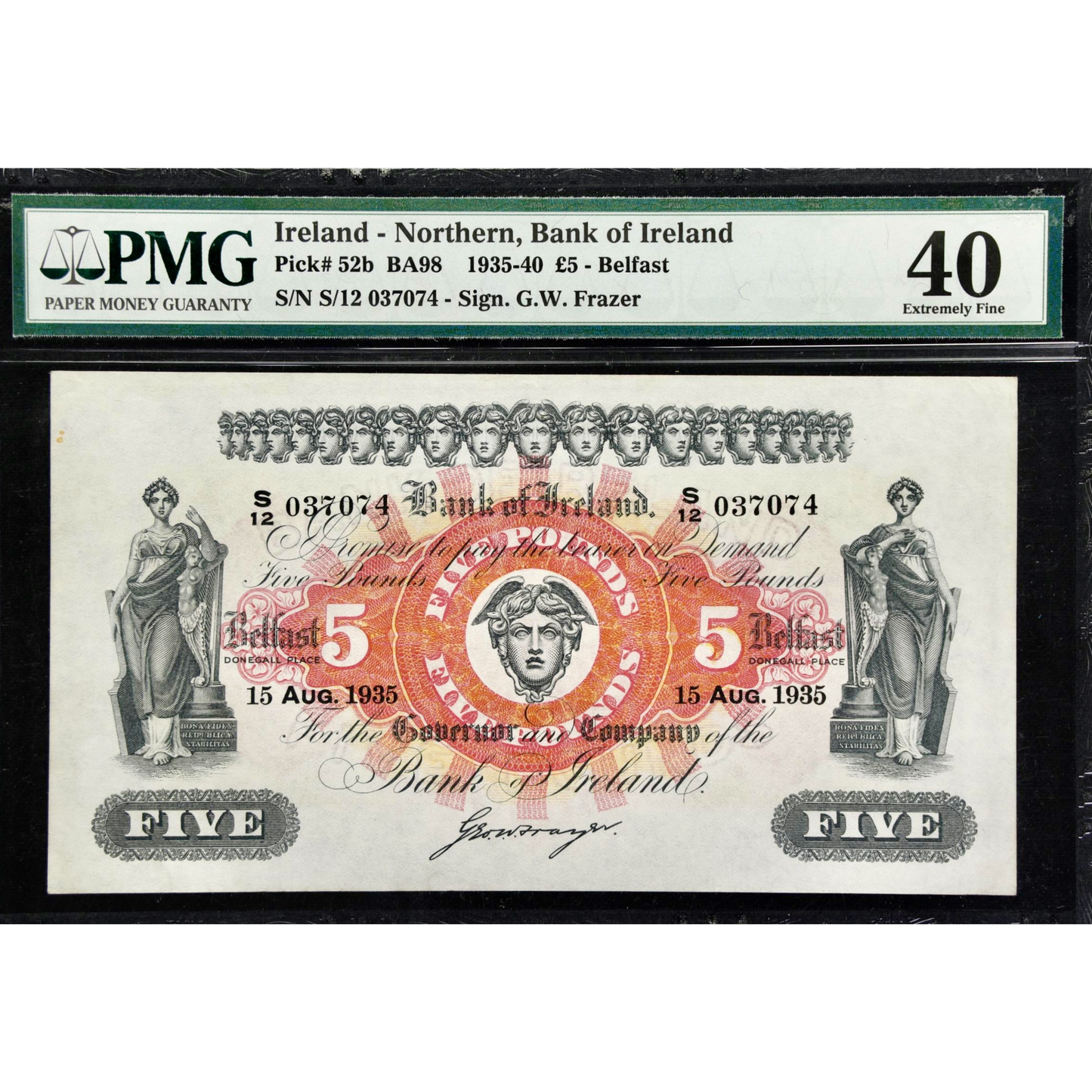 NORTHERN IRELAND P.52b NI211b 1935 Bank of Ireland £5 EF 40