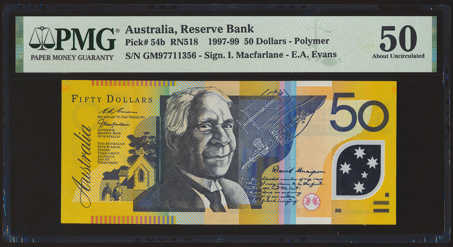 AUSTRALIA P.54b 1995-1999 $50 AUNC 50