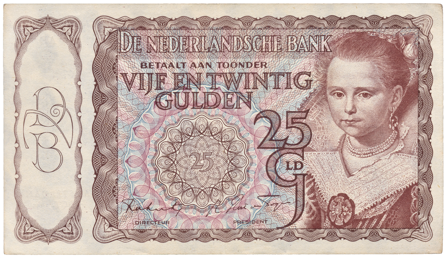 NETHERLANDS P.57 1940 25 Guilden EF