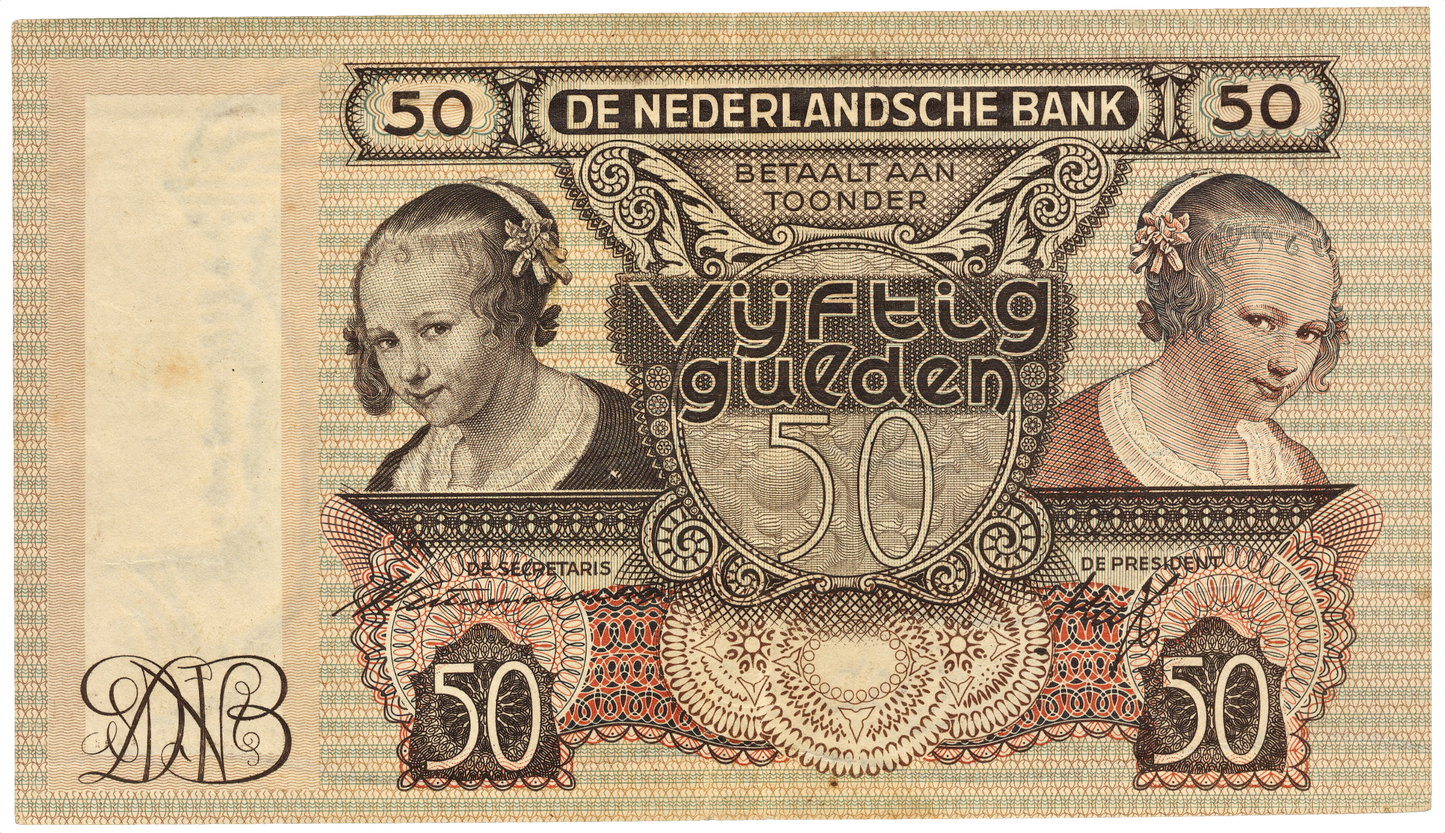 NETHERLANDS P.58 1941 50 Guilden VF