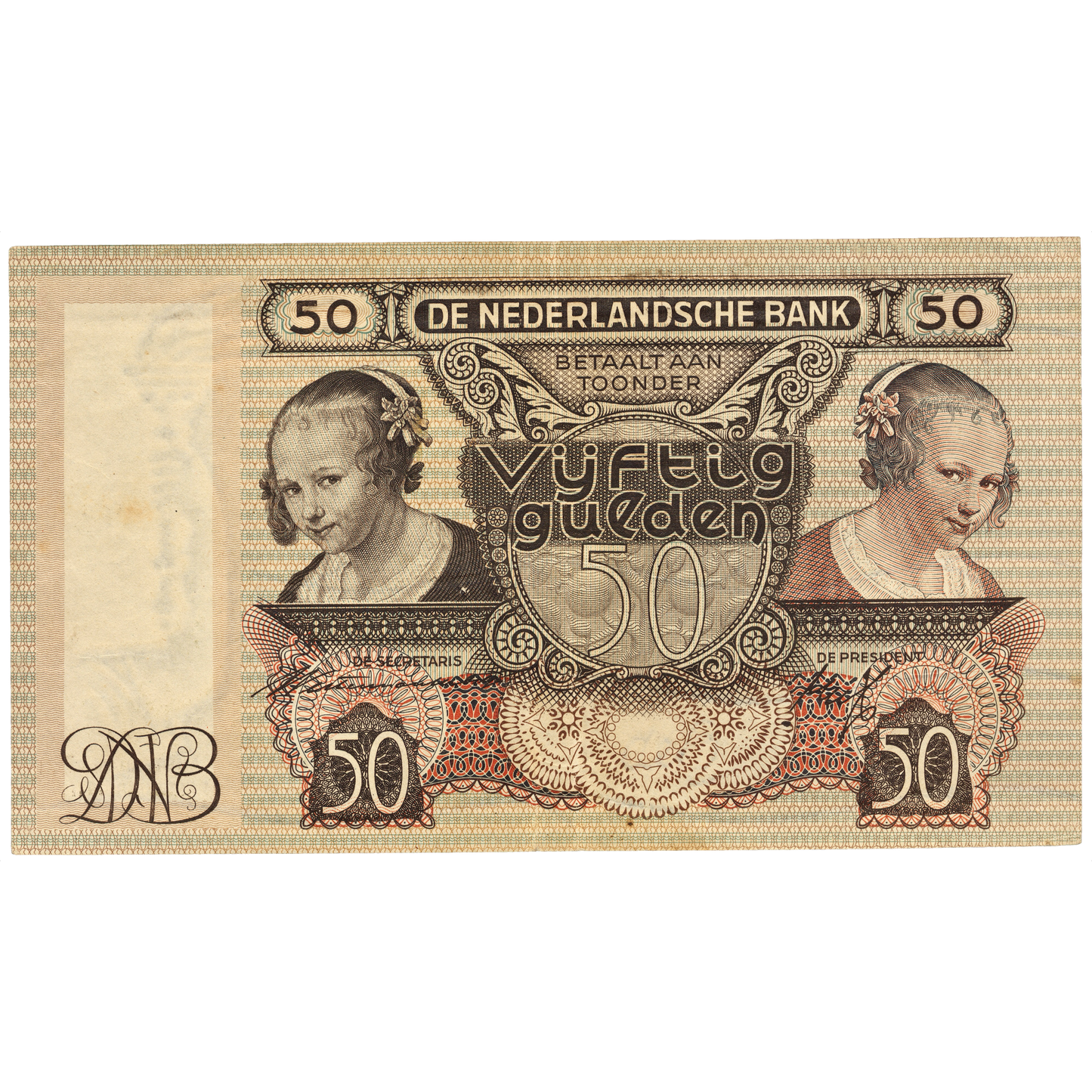 NETHERLANDS P.58 1941 50 Guilden VF