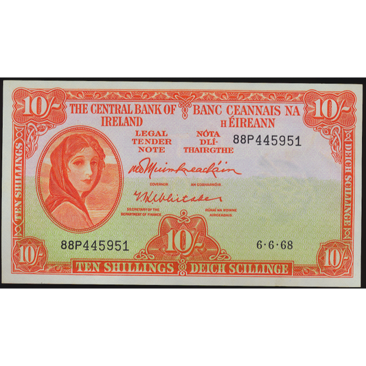 IRELAND P.63a E074 1968 10 shillings UNC