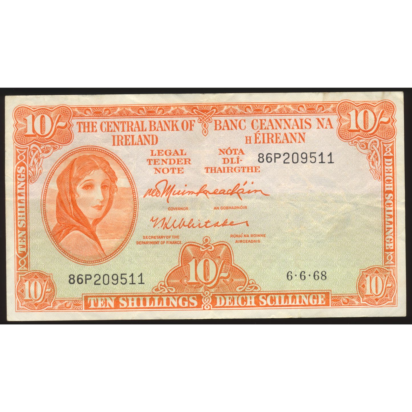 IRELAND P.63a 1971 10 shillings VF