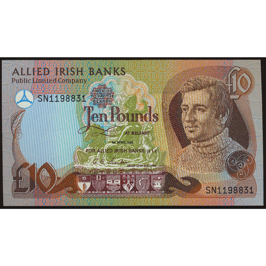 NORTHERN IRELAND P.7a NI.107 1987 Allied Irish Bank £10 AUNC 55 EPQ