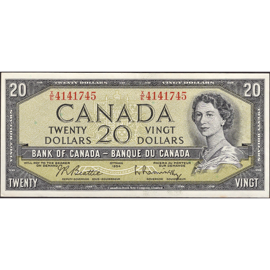 CANADA P.80b 1954 $20 Beattie, Rasminsky GEF
