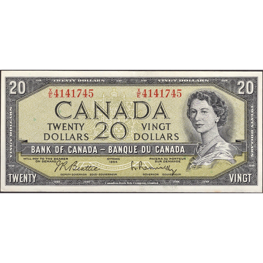 CANADA P.80b 1954 $20 Beattie, Rasminsky GEF