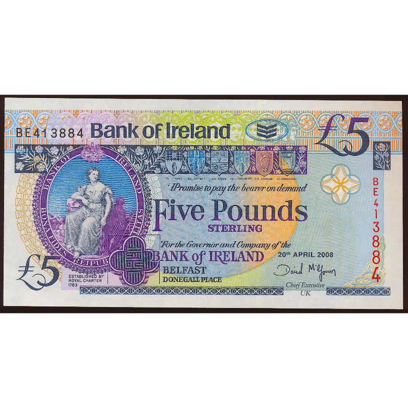 NORTHERN IRELAND P.83 NI217 2008 Bank of Ireland £5 banknote UNC