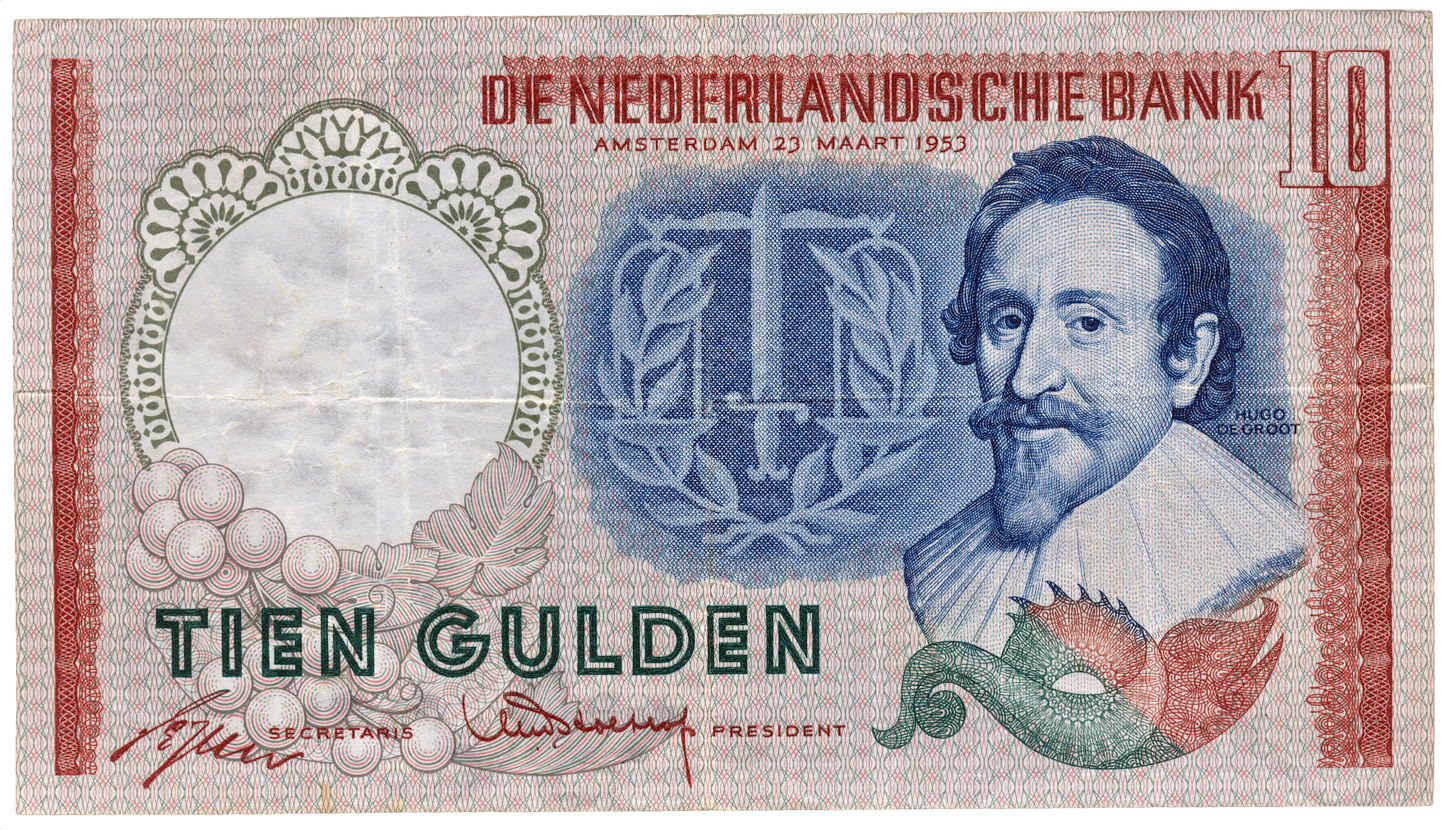 NETHERLANDS P.85 1953 10 Guilden VF