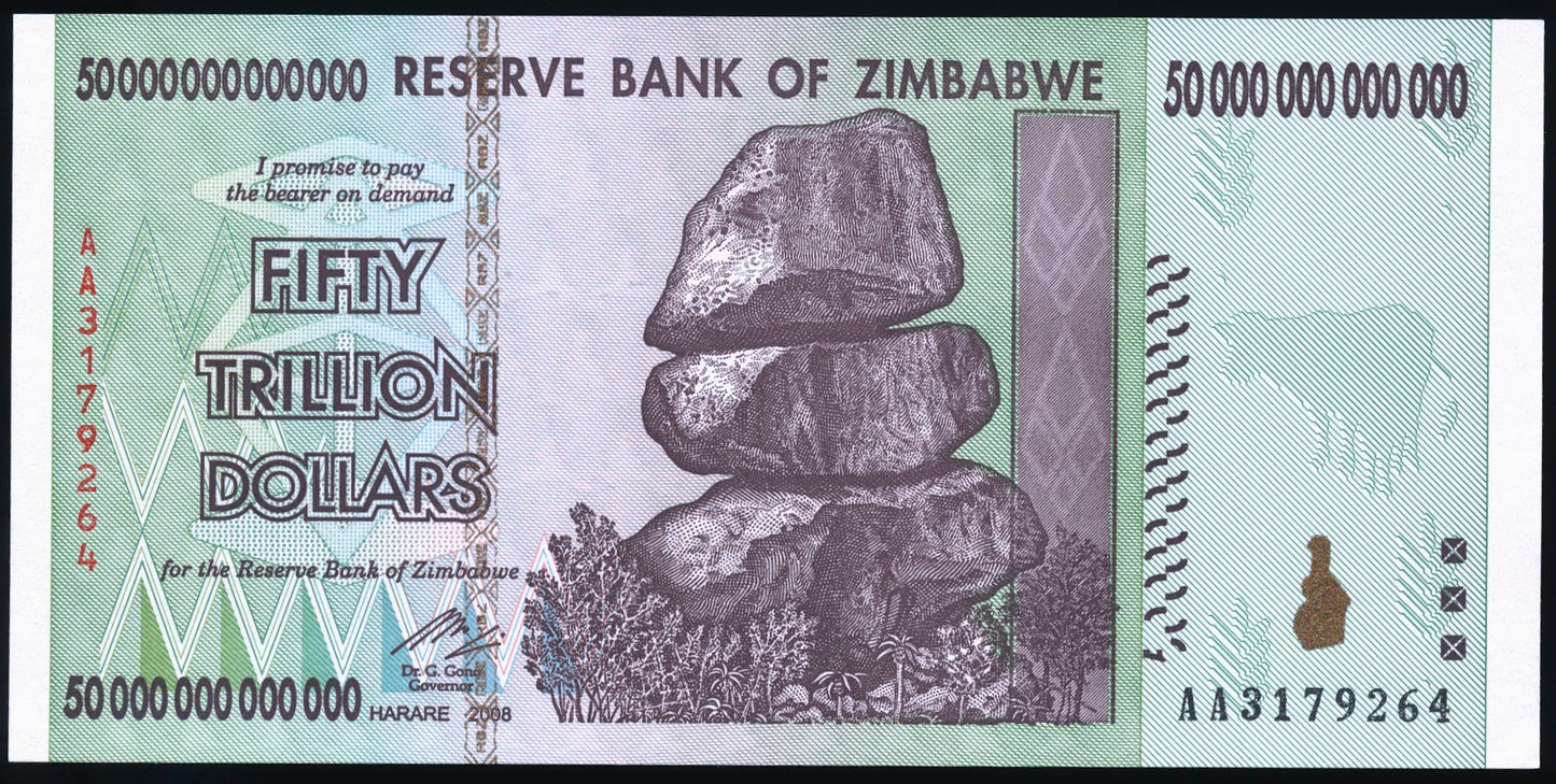 ZIMBABWE P.90 2008 50 Trillion Dollars UNC