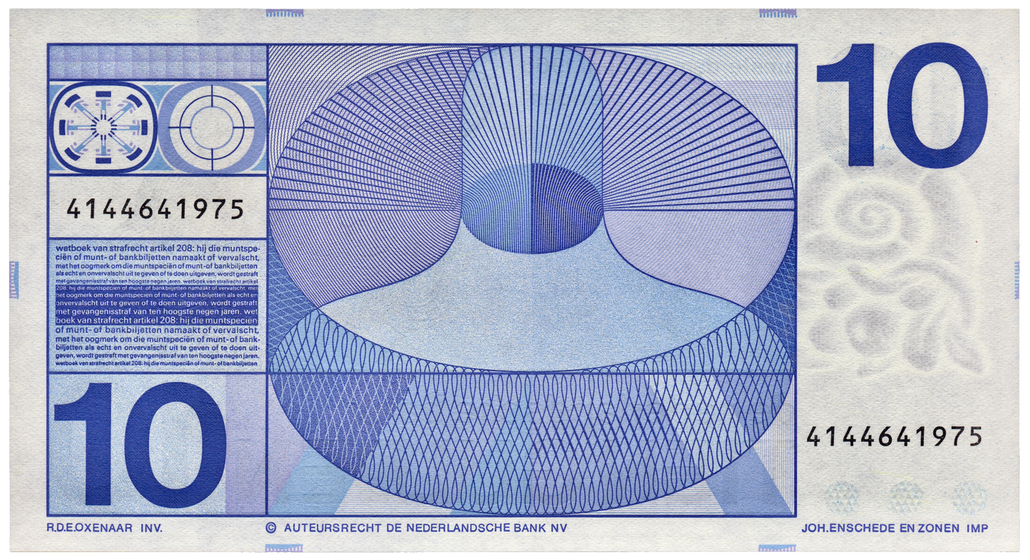 NETHERLANDS P.91b 1968 10 Guilden UNC