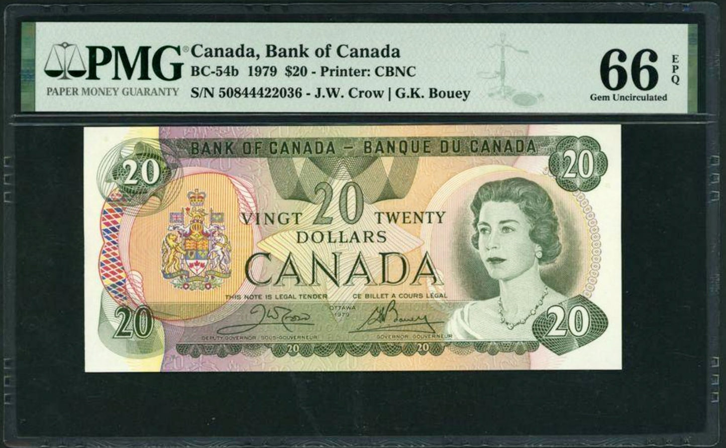 CANADA P.93b BC-54b $20 1979 Crow, Bouey Gem UNC 66 EPQ