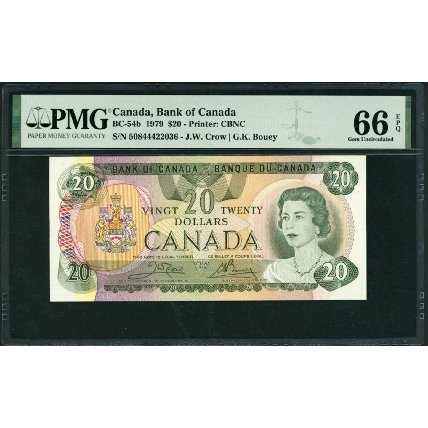 CANADA P.93b BC-54b $20 1979 Crow, Bouey Gem UNC 66 EPQ