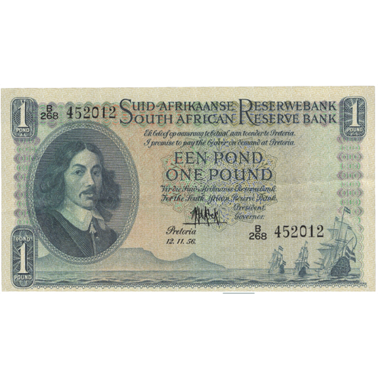 SOUTH AFRICA P.93e 1956 1 Pound EF