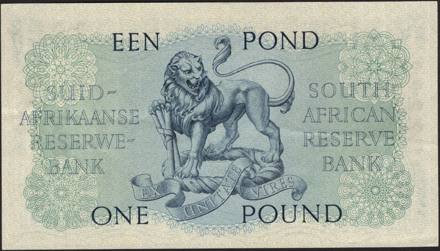 SOUTH AFRICA P.93e 1956 1 Pound EF