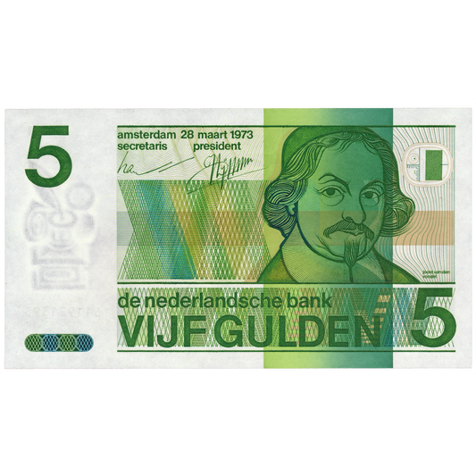NETHERLANDS P.95 1973 5 Guilden UNC