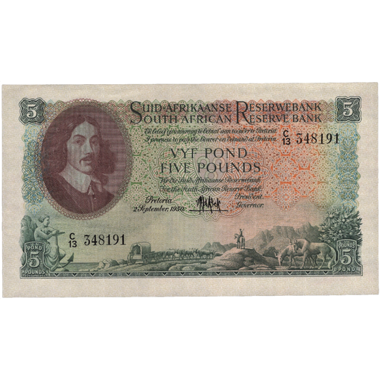 SOUTH AFRICA P.97a 1950 5 Pounds EF