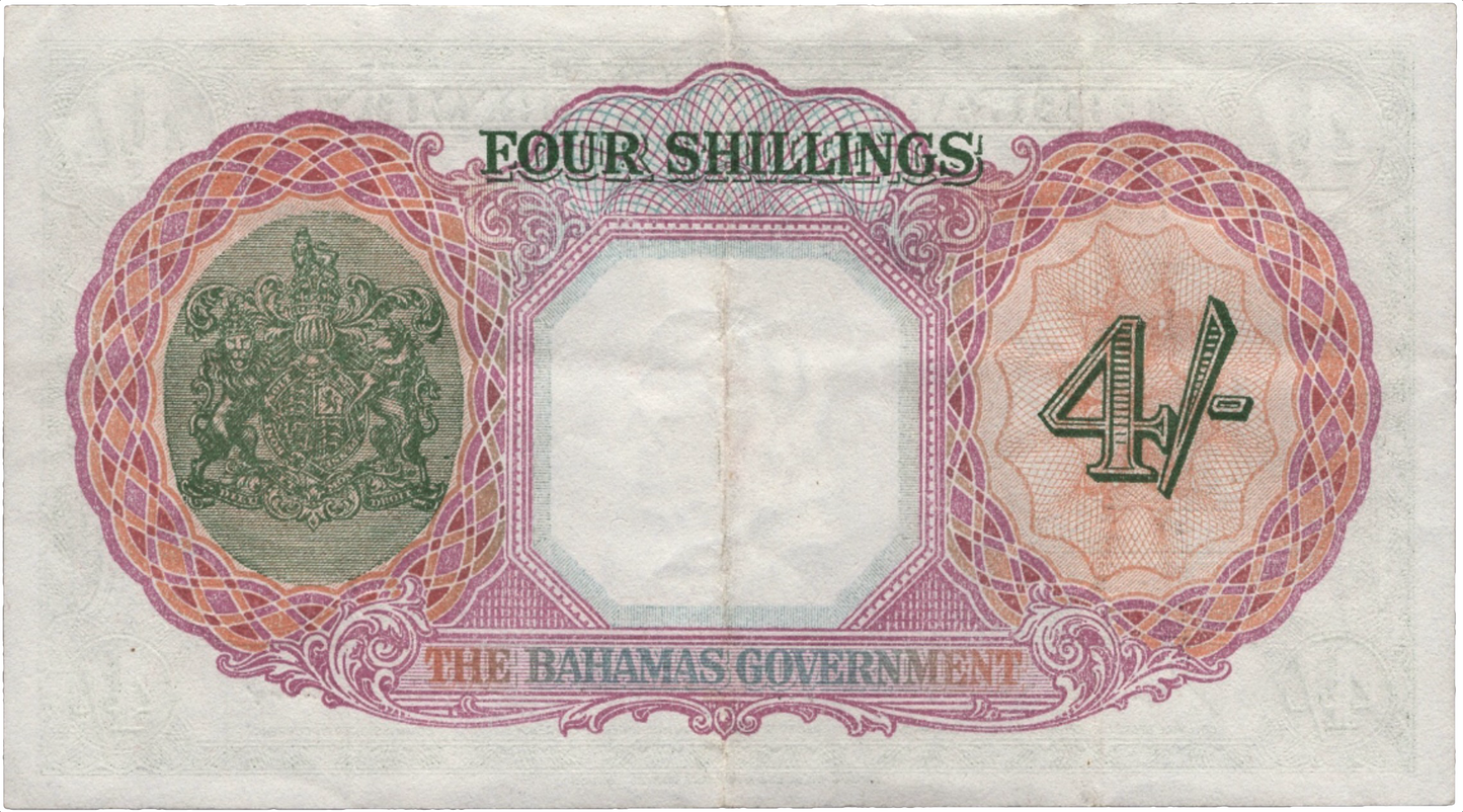 BAHAMAS P.9b 1941 4 Shillings GVF