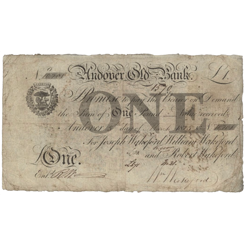 Andover Old Bank 1825 £1 banknote Outing 36f
