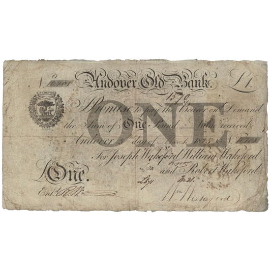 Andover Old Bank 1825 £1 banknote Outing 36f