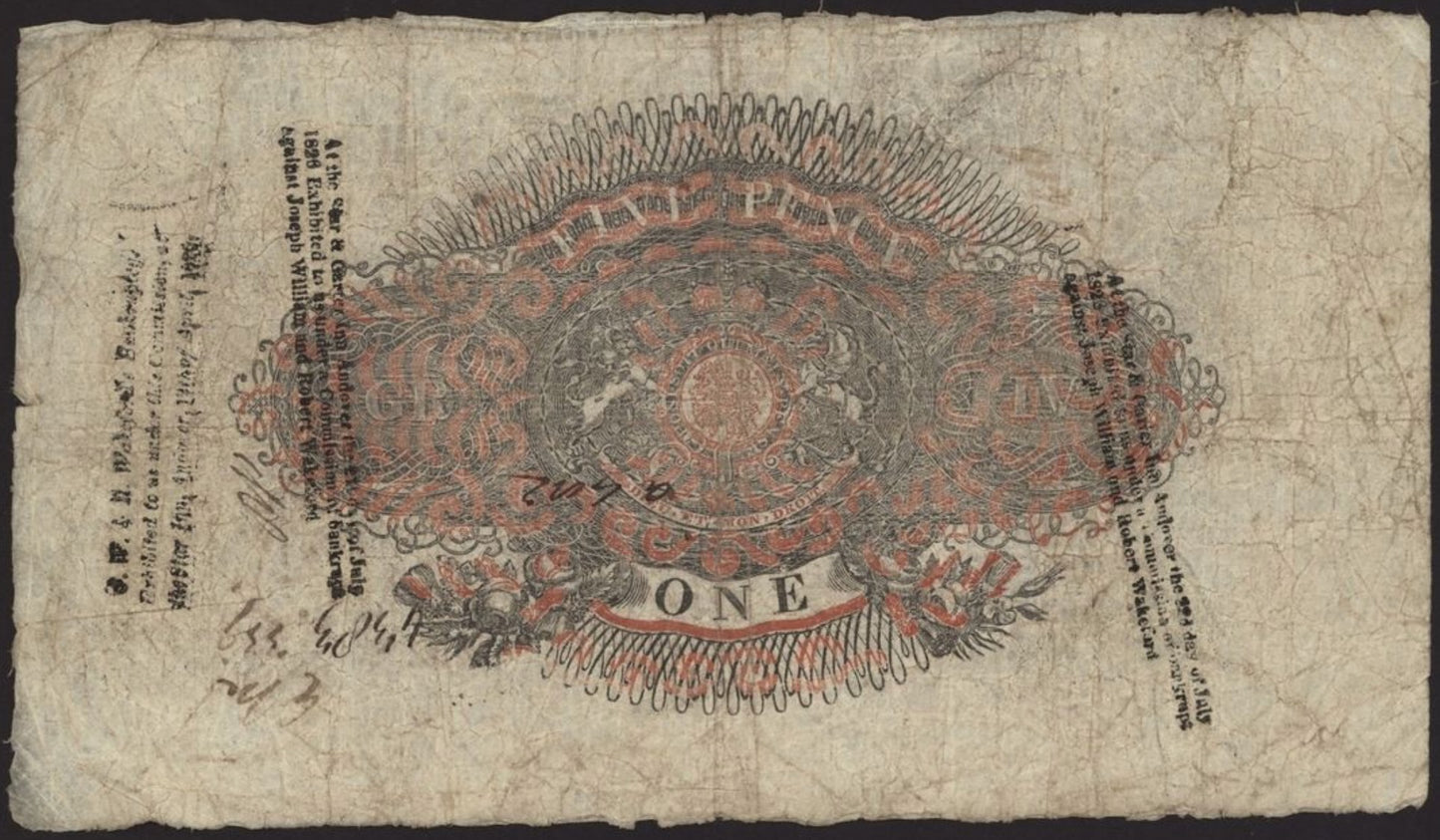 Andover Old Bank 1825 £1 banknote Outing 36f