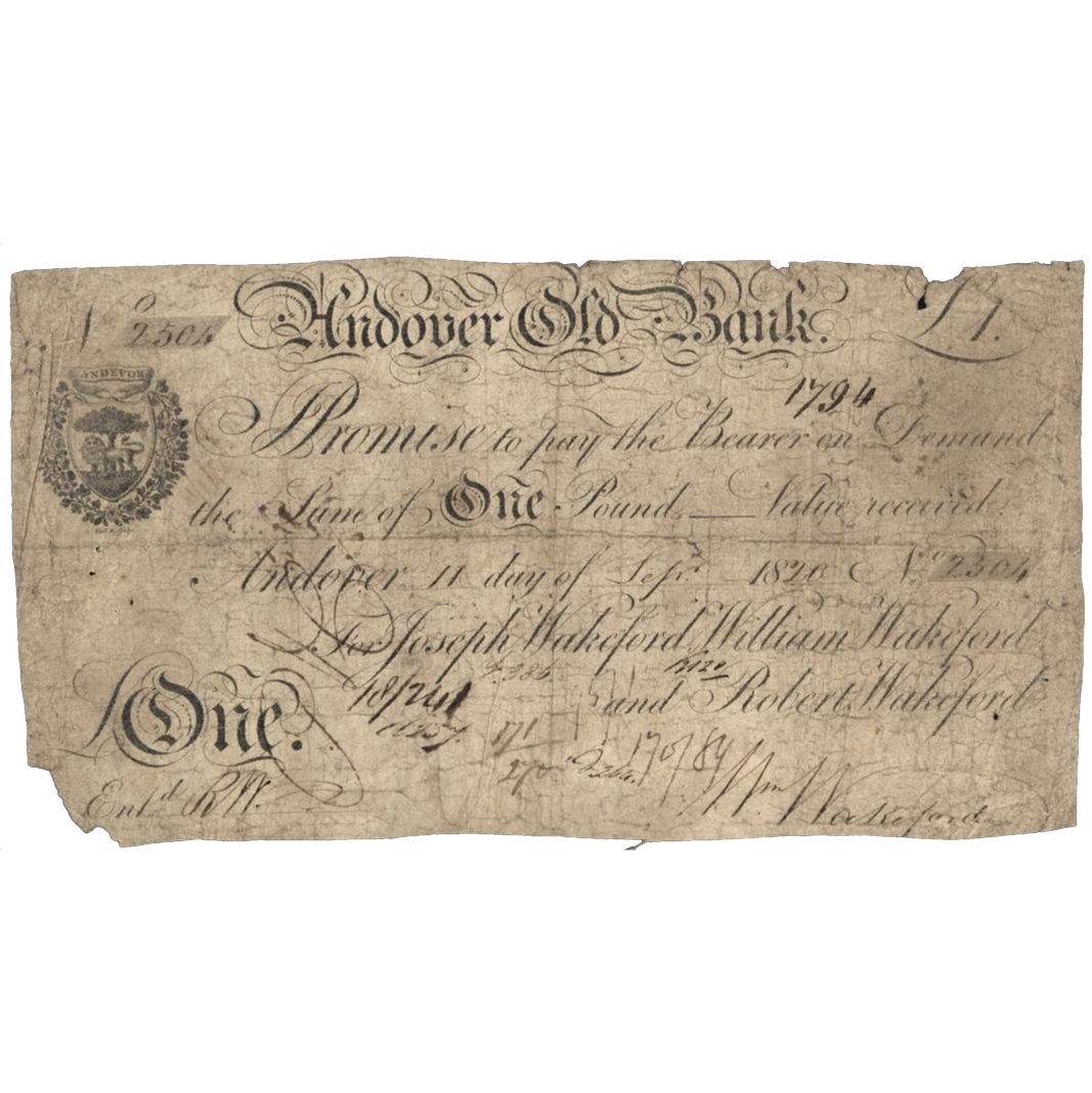 Andover Old Bank 1826 £1 banknote Outing 36f