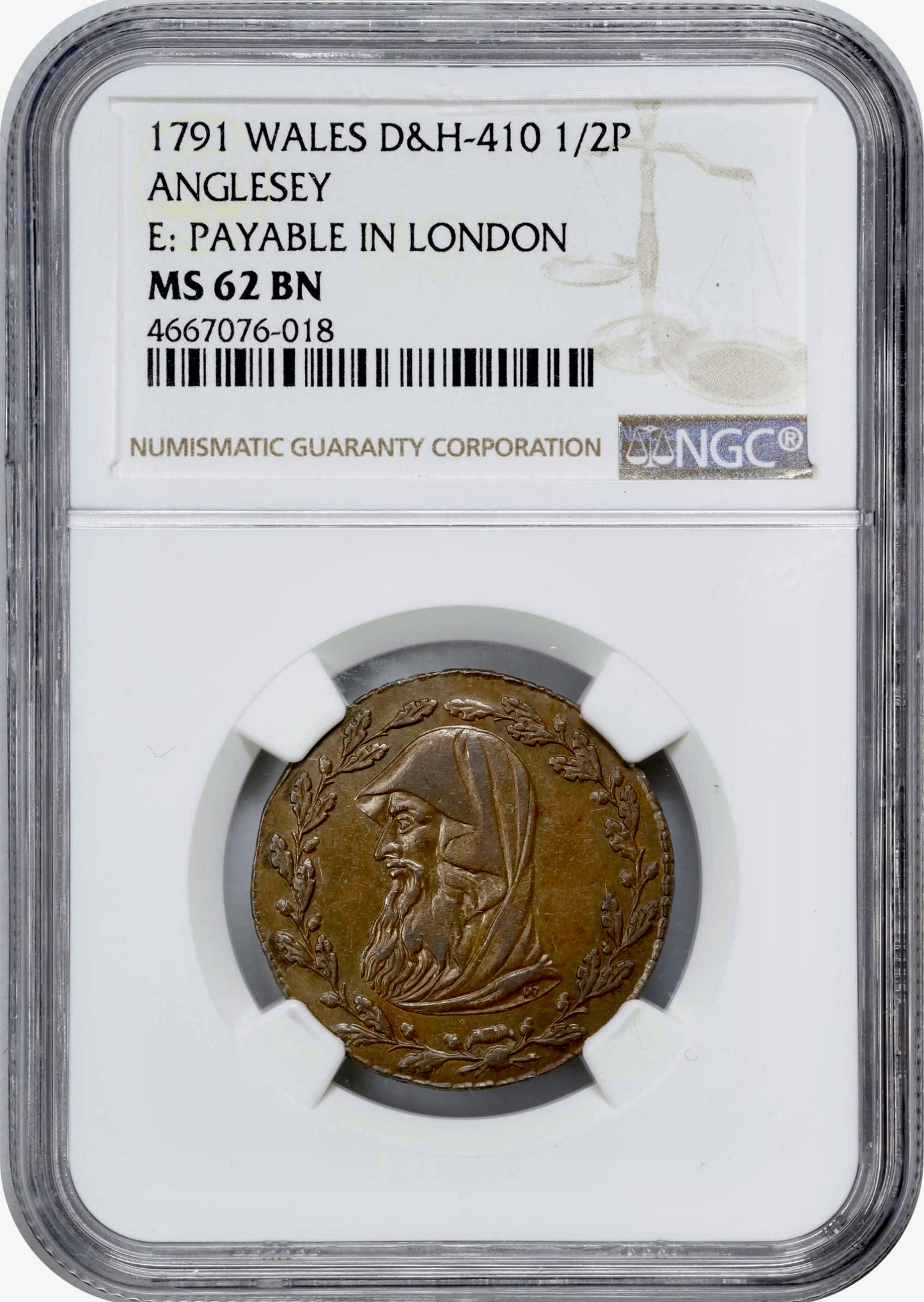 Anglesey D&H 410 1791 Conder Halfpenny MS62BN