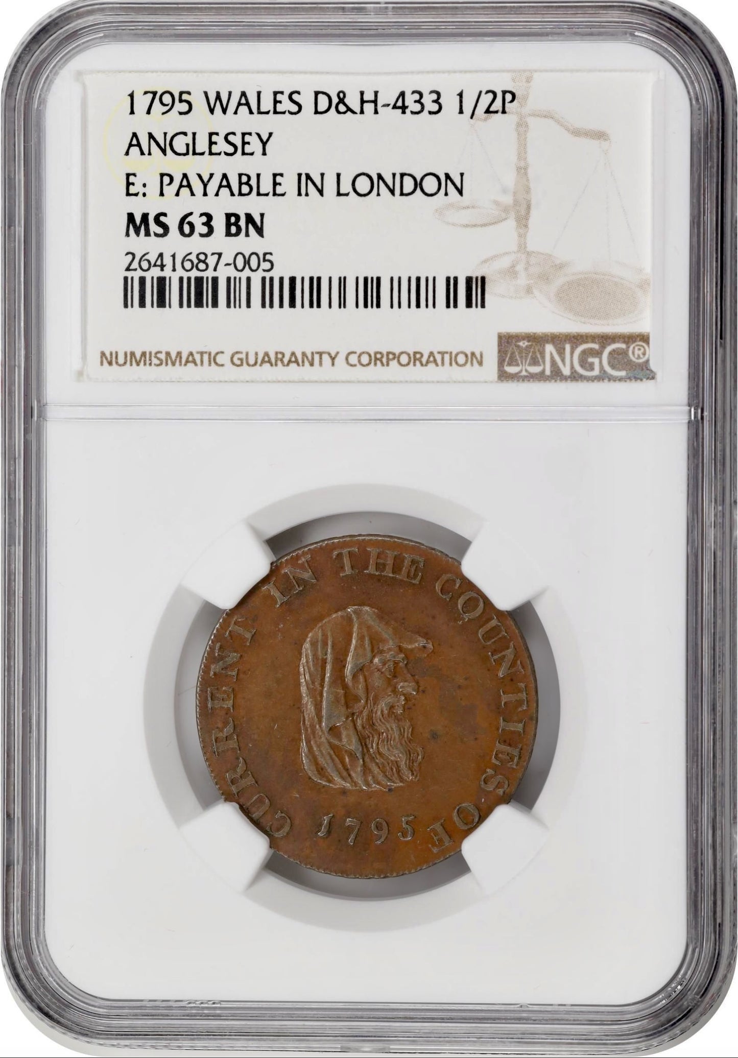 Anglesey D&H 433 1791 Conder Halfpenny MS63BN Rare