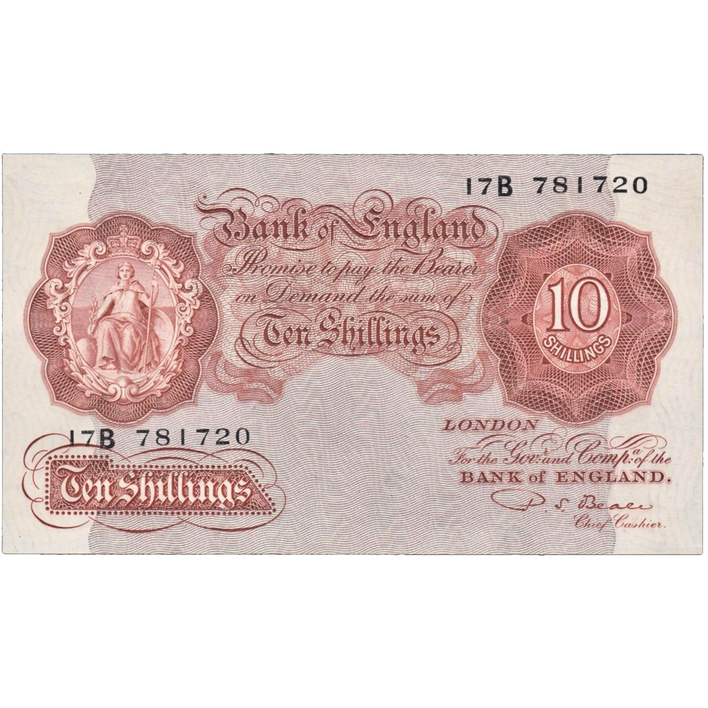 ENGLAND P.368b B265 1949-1955 Beale Last series 10s UNC