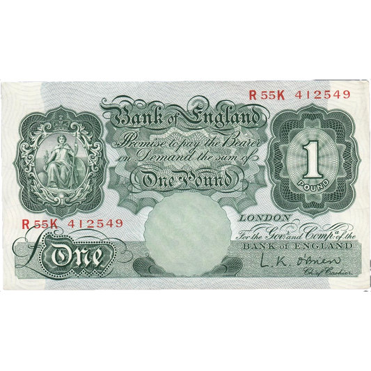 ENGLAND P.369c B273 1955 O'Brien £1 AUNC