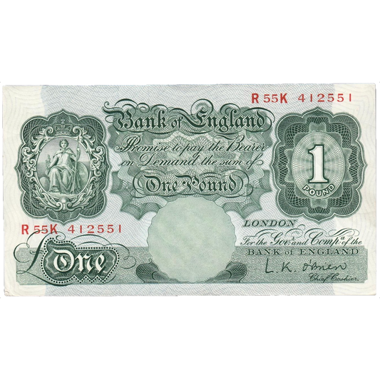 ENGLAND P.369c B273 1955 O'Brien £1 AUNC