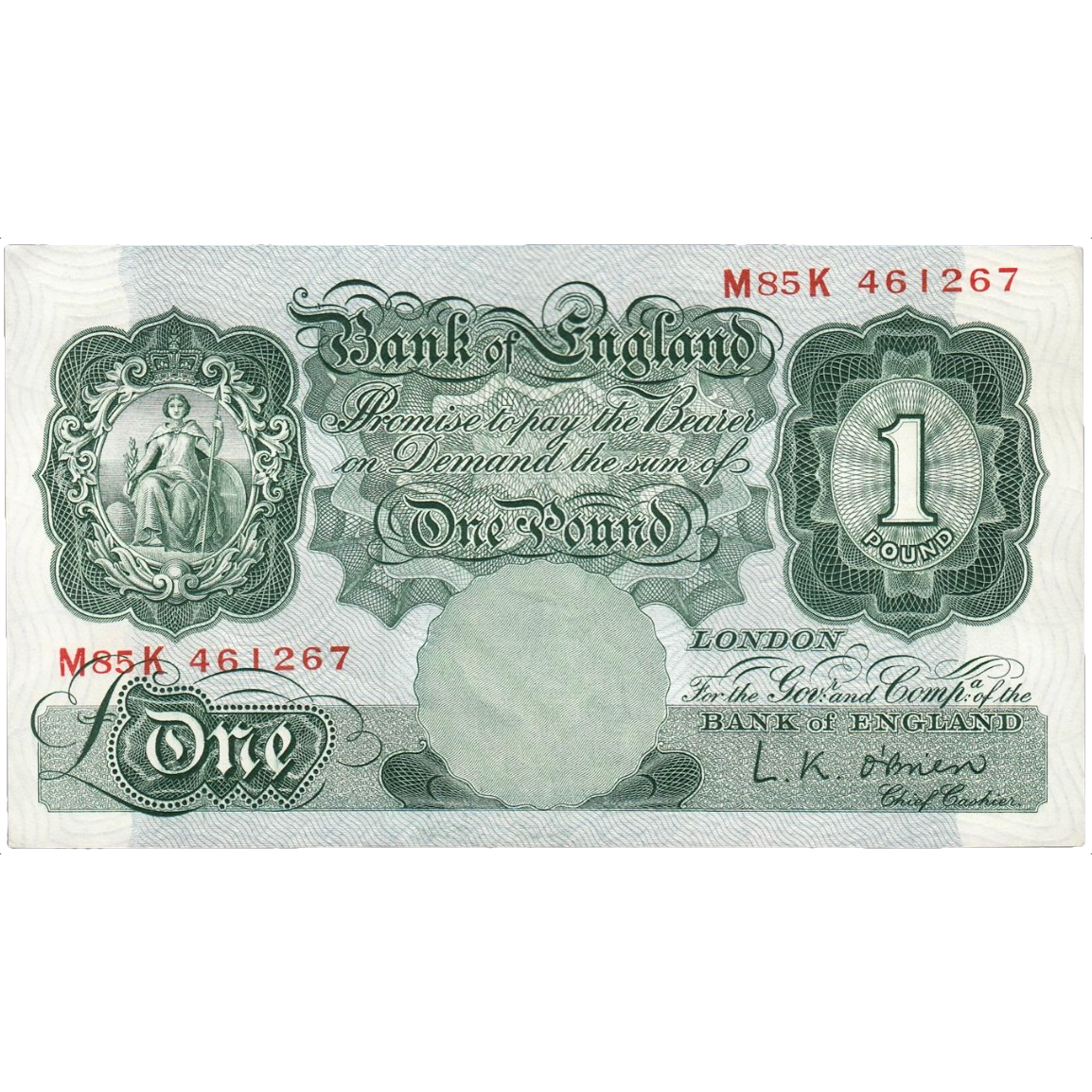 ENGLAND P.369c B273 1955 O'Brien £1 UNC (Copy)