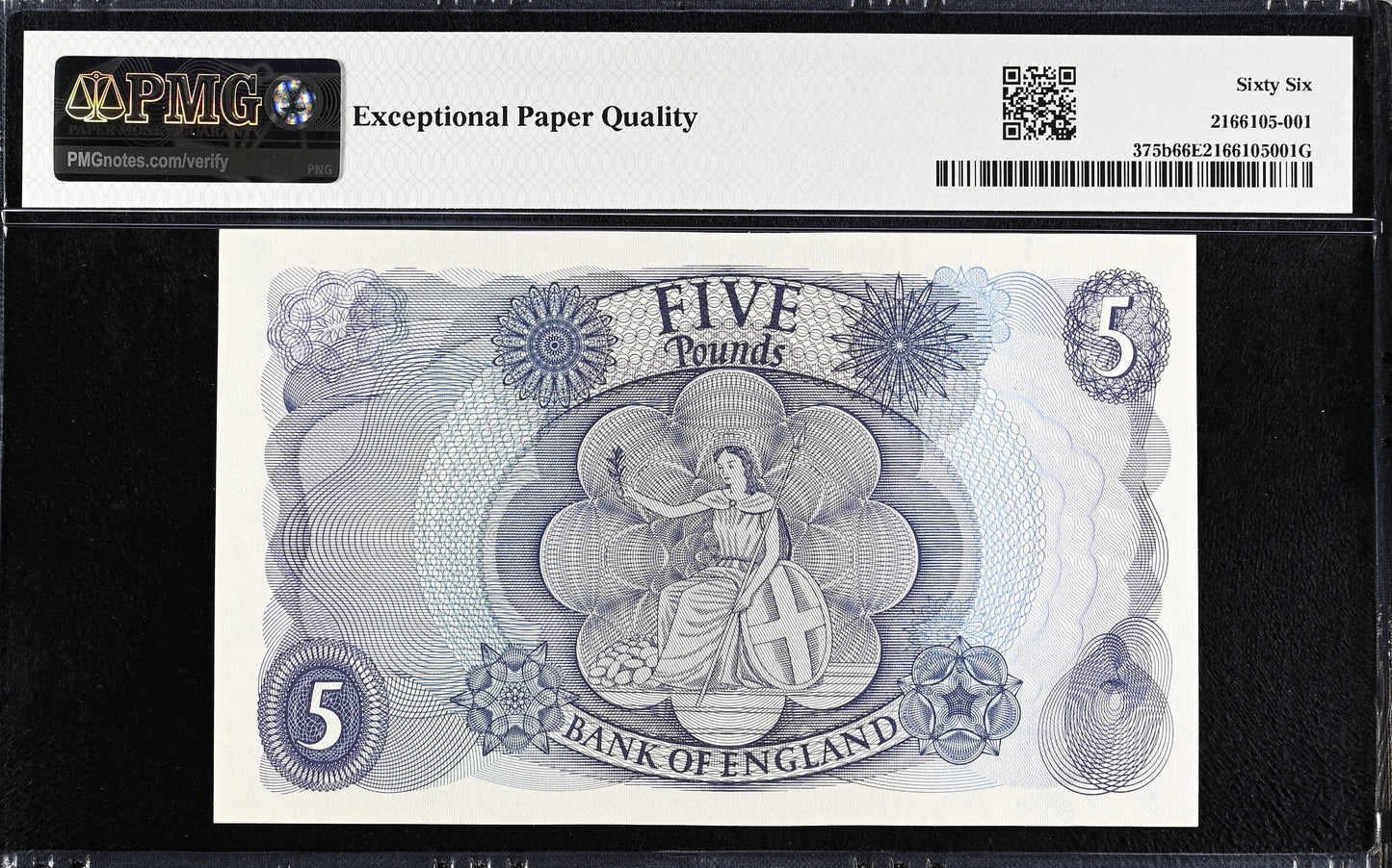 ENGLAND P.375b B312 1966-1970 Fforde £5 Last series Z64 Gem UNC 66 EPQ