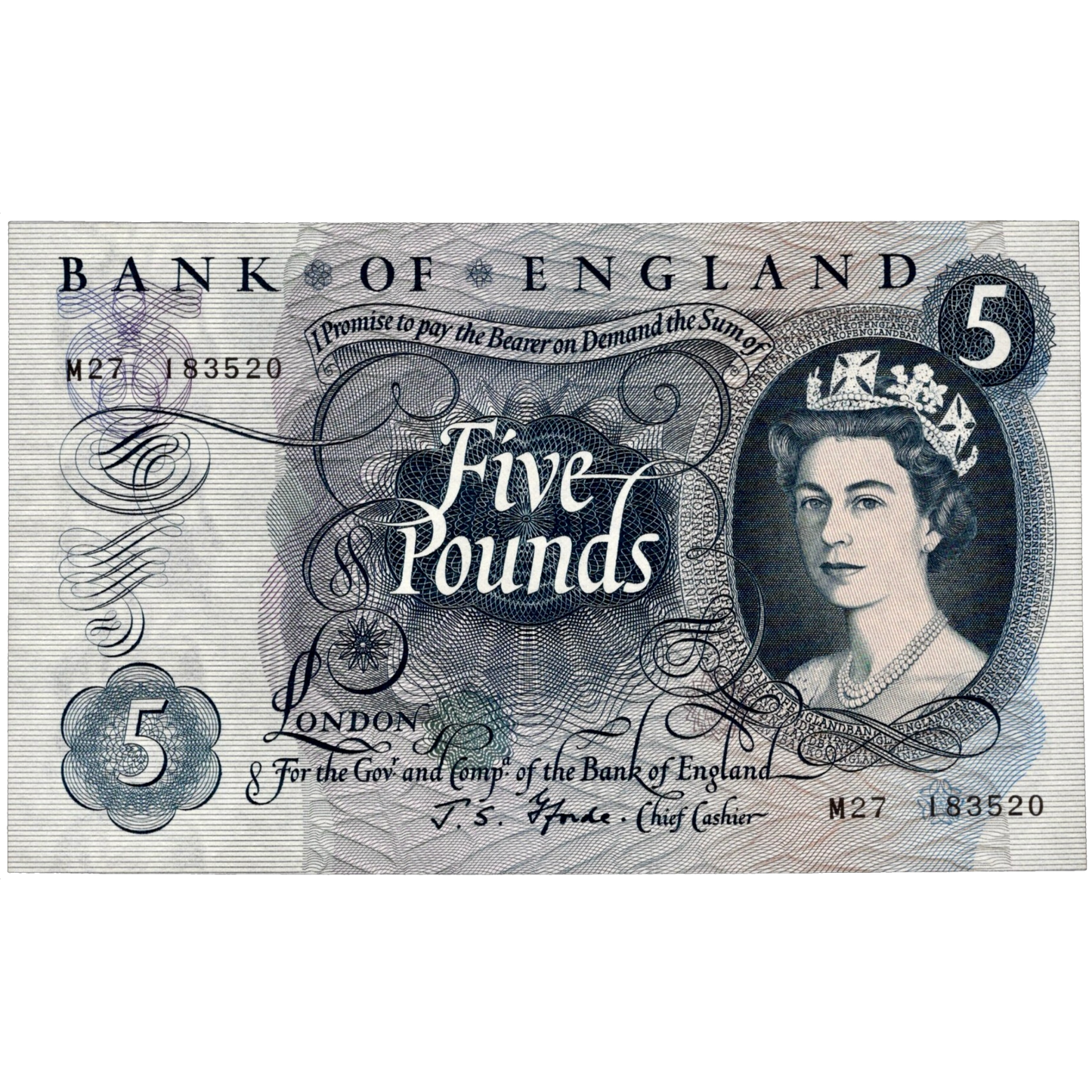 ENGLAND P.375b B313 1966-1970 Replacement Fforde £5 UNC