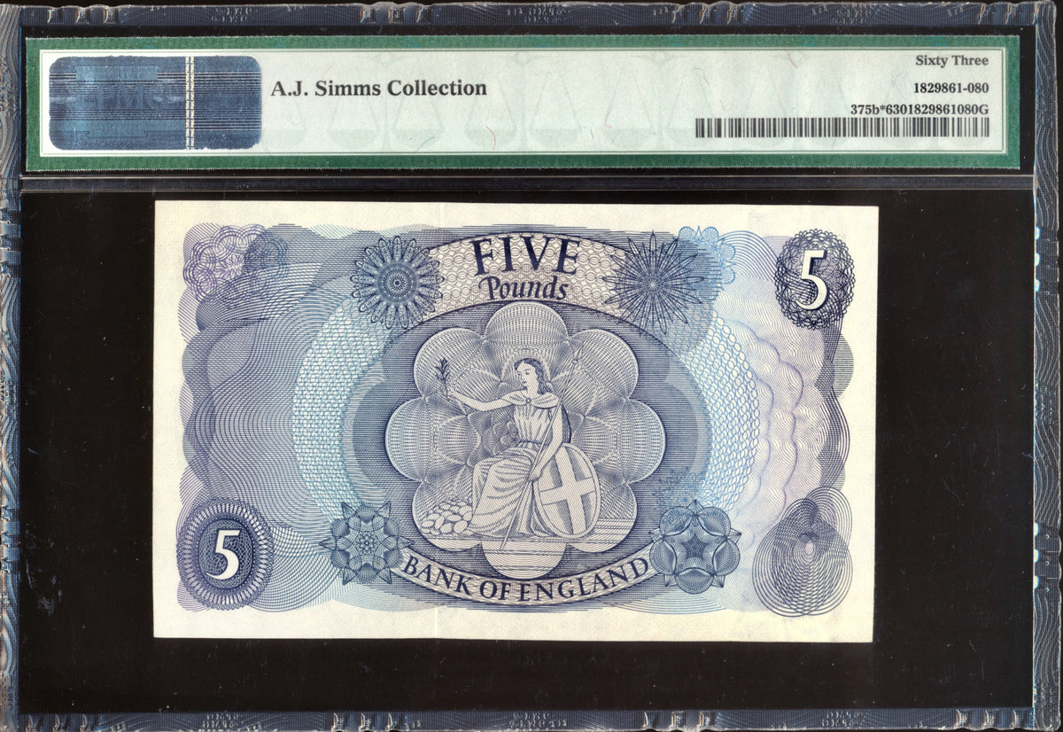ENGLAND P.375b B313 1966-1970 Replacement Fforde M21 £5 Choice 63 UNC